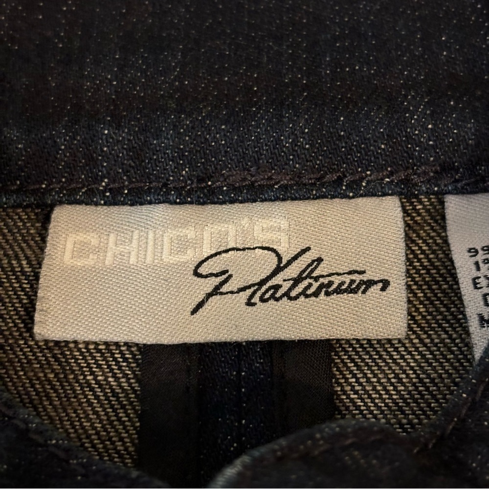 NWT Chicos Size 2 Dark Denim Embroidered Jacket - Picture 11 of 14